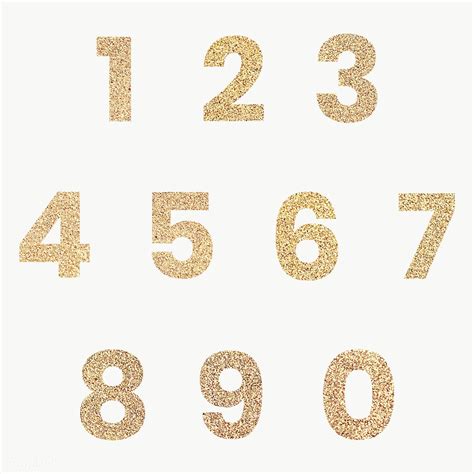 13 Gold Glitter Golden Numbers Png