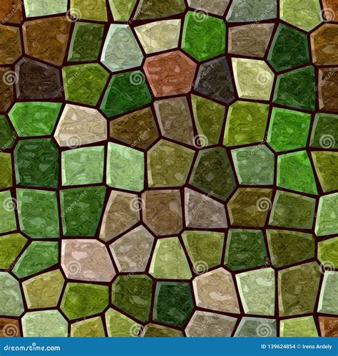 Floor Marble Mosaic Pattern Seamless Background with Dark Brown Grout - Grass Green Khaki Beige ...