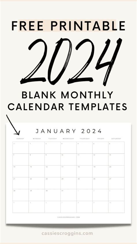 Free Printable 2024 Blank Calendar Templates (All 12 Months) | Printable calendar pages ...