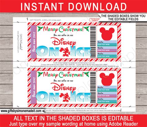 Christmas Disney on Ice Gift Ticket Template | Gift Voucher