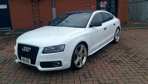 Audi A5 TDI 5dr wrapped in Pure Gloss White with Carbon Fibre Roof and Gloss Black Mirrors and ...