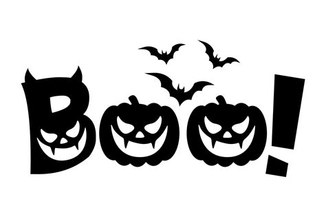 Boo. Halloween boo, flat words with pumpkin and bats 23480317 Vector Art at Vecteezy