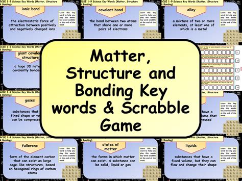 Free Matter, Structure and Bonding Key words & Scrabble Game | Teaching Resources