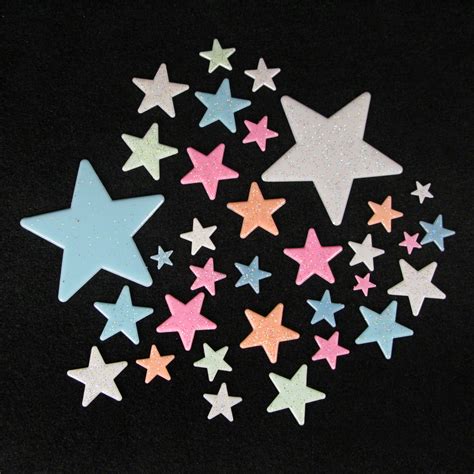 Colourful Glow in the Dark Glitter Stars