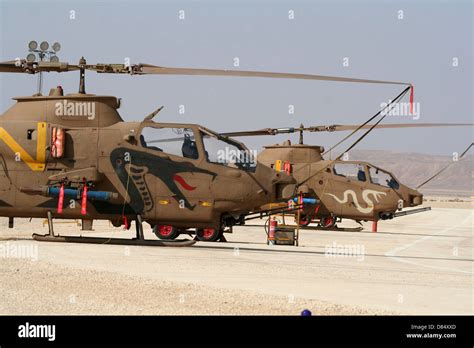 A pair of AH-1S Tzefa attack helicopters of the Israeli Air Force Stock ...