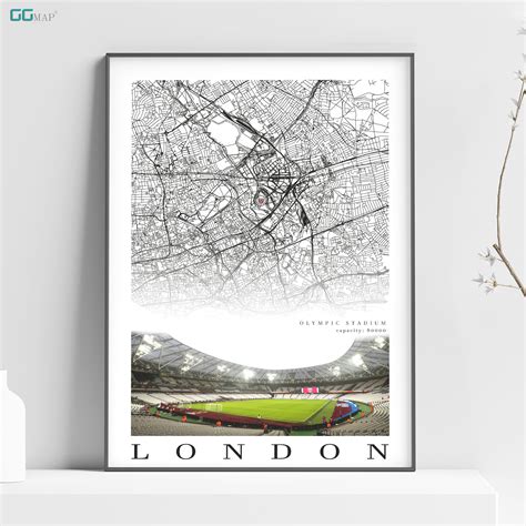 City Map of LONDON Olympic Stadium Home Decor Olympic Stadium Print Map ...