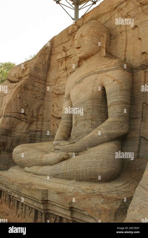 Polonnaruwa Sri Lanka Ancient ruins Statue sitting of Buddha in lotus ...