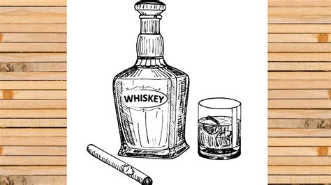 Whiskey Bottle and Glass || how to draw a whiskey bottle || Sketch and Arts Academy - YouTube