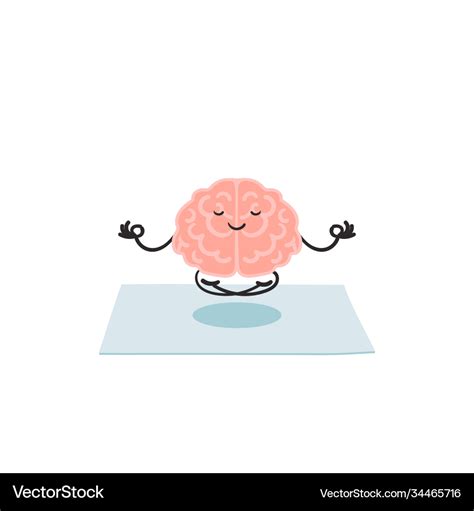 Keep calm conceptmeditating cartoon brain Vector Image