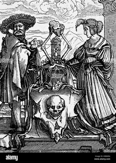 Dance of Death, also called Danse Macabre of Hans Holbein the Younger, The coat of arms of death ...