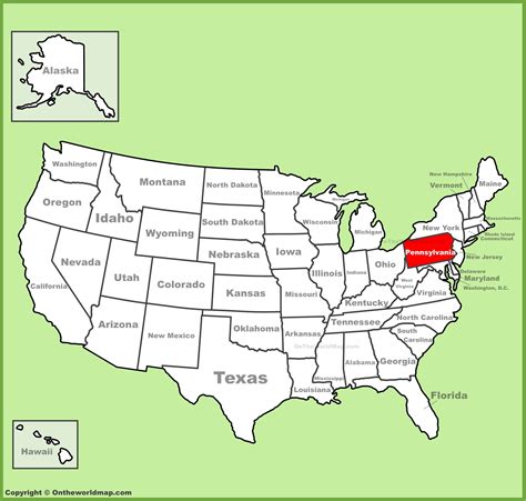 Pennsylvania location on the U.S. Map - Ontheworldmap.com