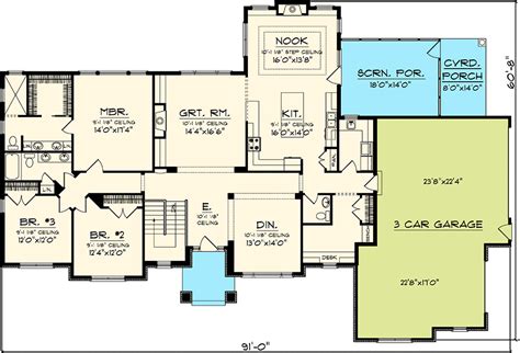 Rambling 3 Bedroom Ranch Home Plan - 89828AH | Architectural Designs ...