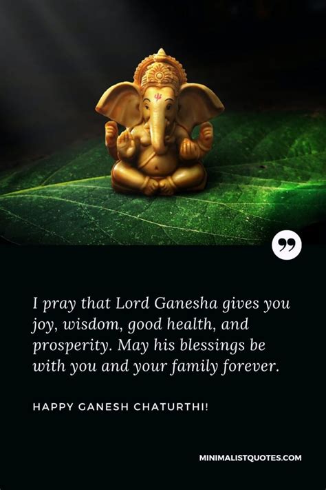 I pray that Lord Ganesha gives you joy, wisdom, good health, and prosperity. May his blessings ...