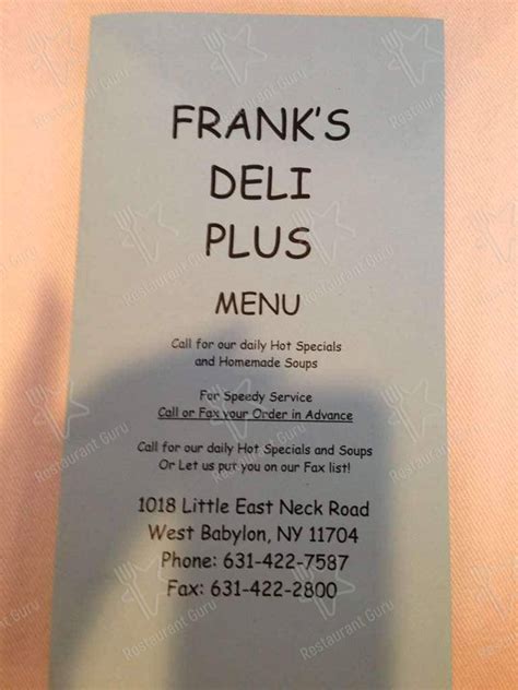 Menu at Franks Deli, West Babylon