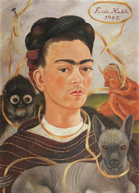 Self-portrait with Small Monkey Painting by Frida Kahlo - Fine Art America