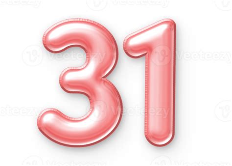 31 Number Balloon Pink 24652392 PNG