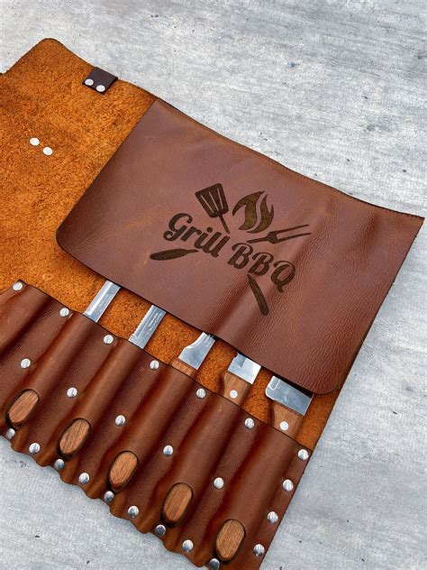 Personalized Leather Knife Case BBQ, Grill, Kitchen, Chef, Butcher - Etsy