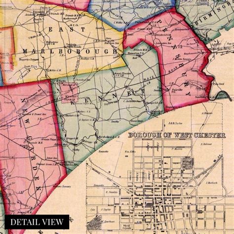 HISTORIC PRINTS Vintage 1856 Chester County Pennsylvania Map On Paper ...