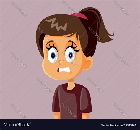 Little girl cringe face cartoon Royalty Free Vector Image