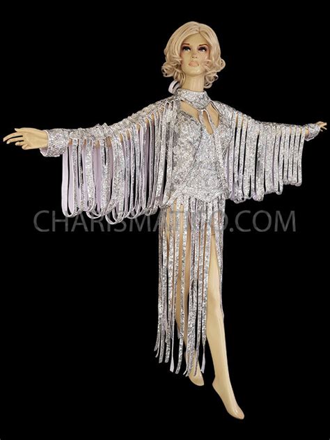 Cher Dressed To Kill Tour Silver Sequin Disco Believe Costume Self Fringed Dance Dress