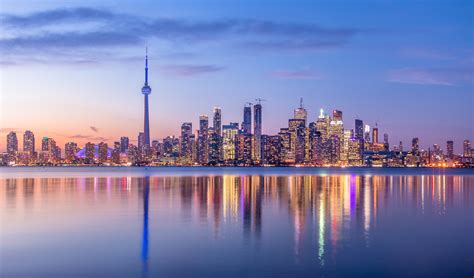 Toronto Skyline with purple light - Toronto, Ontario, Canada - CERIC