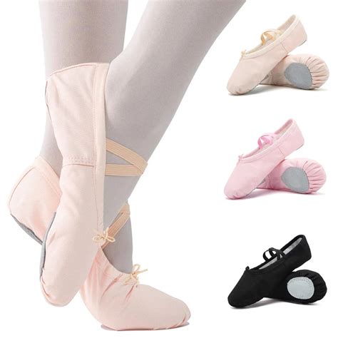 3 Colors Canvas Flat Ballet Dance Shoes Women Gymnastic Ballet Dance Pointe Shoes For Girl ...