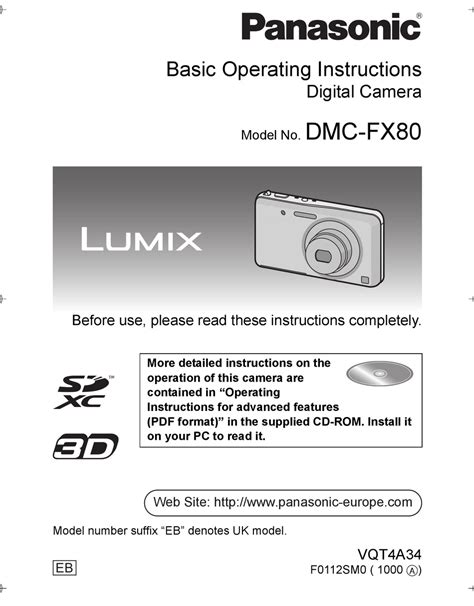 PANASONIC LUMIX DMC-FX80 BASIC OPERATING INSTRUCTIONS MANUAL Pdf Download | ManualsLib