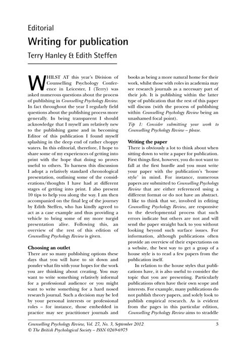 (PDF) Editorial - writing for publication