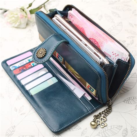 Women's Long Leather Cell Phone Wallet Large Capacity - Funiyou