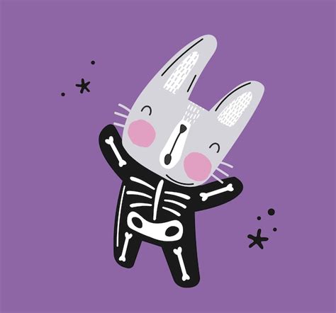 Premium Vector | Cat in skeleton costume