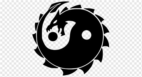 White dragon Logo Yin and yang, dragon, dragon, logo, monochrome png ...