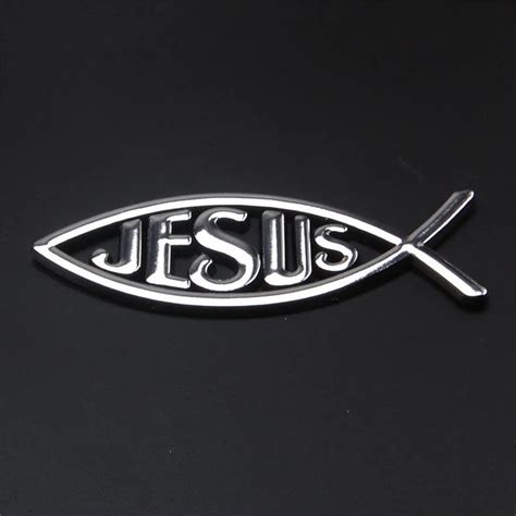 5pcs/lot Chrome Christian Jesus Fish Emblem Sticker Car Badge Religious ...