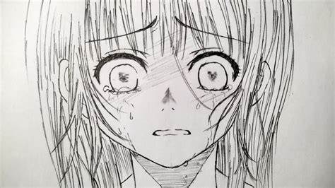 Crying Anime Girl Lineart