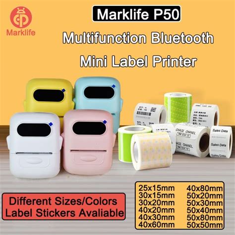 MarkLife Bluetooth Label Makers Portable Barcode Sticker Pocket Printer Machine Thermal Paper ...