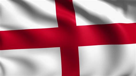 4K 3D Animation Of England Enlgish Red Cross On White Whole Flag ...