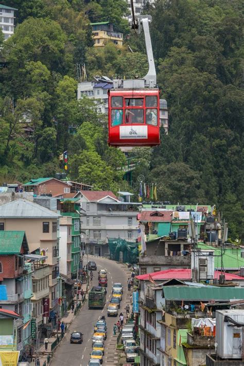 Tourists Enjoy a Ropeway Cable Car in Gangtok City in Cloudy Day. Editorial Image - Image of ...