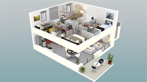 Plan de maison duplex 4 chambres en 3d - Idées de travaux