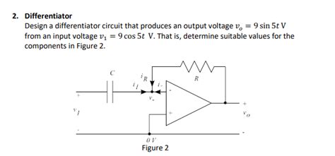 Solved 2. Differentiator Design a differentiator circuit | Chegg.com