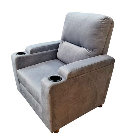 In House Cinema Chair Upholstered With Velvet And Cup Holders- Grey – Al Rugaib Furniture