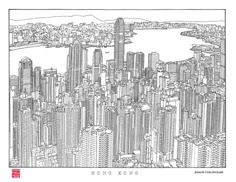 Hong Kong Skyline Sketch at PaintingValley.com | Explore collection of ...