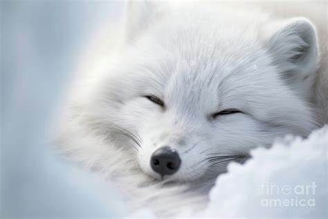 Wild arctic fox sleeping in the snow Digital Art by Rami Sendra - Fine ...