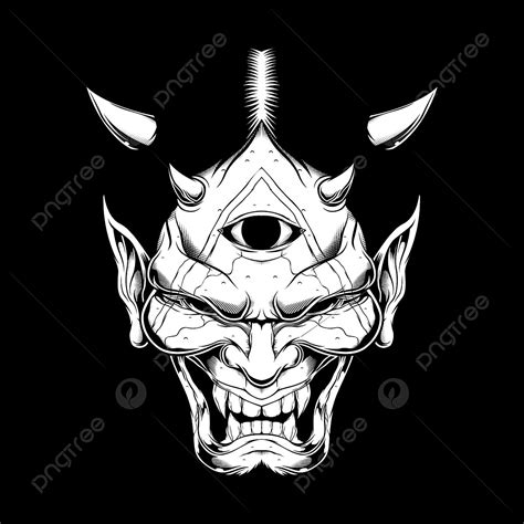 Demon Horn Vector PNG Images, Grunge Style Cartoon Demon Face Satan Or ...