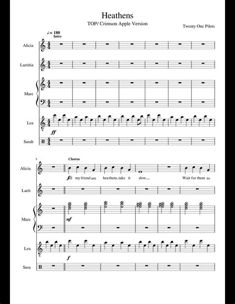 Heathens sheet music for Piano, Synthesizer, Guitar, Percussion ...