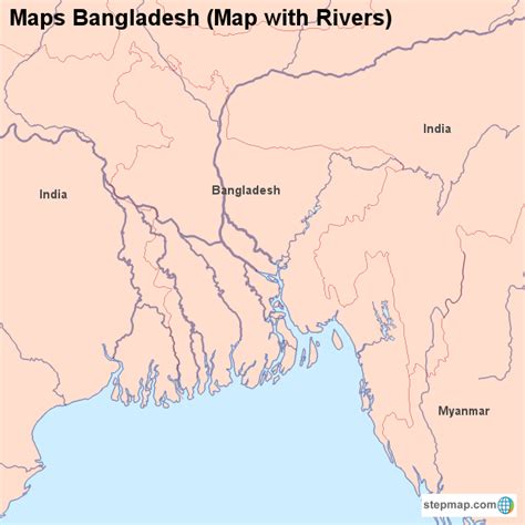 StepMap - Maps Bangladesh (Map with Rivers) - Landkarte für Bangladesh