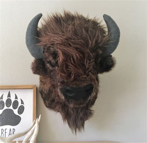 Buffalo Head Wall Mount Bison Nursery Decor by Jojo's | Etsy