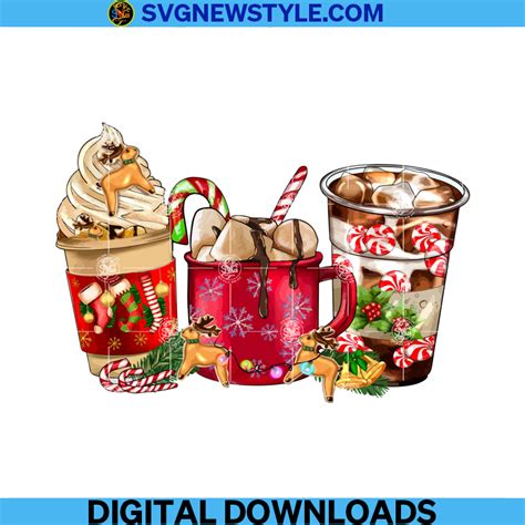 Christmas Coffee Cups Png, Christmas Png, Christmas Drink Design, Christmas Coffee Png - Svg New ...