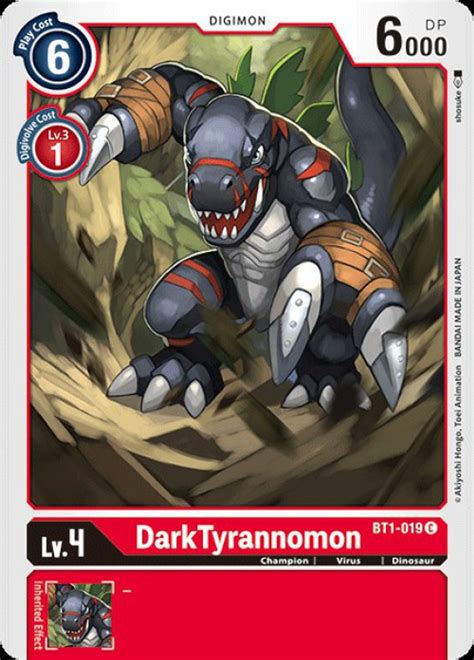 Digimon Trading Card Game 2020 V.1 Single Card Common DarkTyrannomon ...