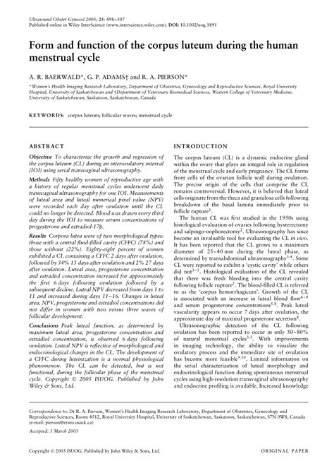 (PDF) Form and function of the corpus luteum during the human menstrual cycle