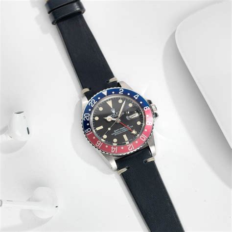 Blue Ink Leather Watch Strap