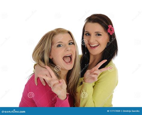 Two Pretty Girl Friends Having Fun And Laughing Stock Photography | CartoonDealer.com #17416454